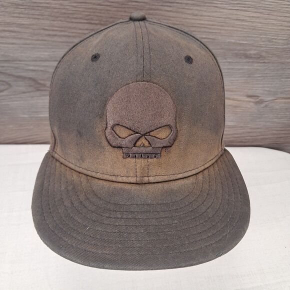 "TRASHED" Harley Davidson New Era 59Fifty Cap Hat Fitted s 7 3/8 Skull Punisher - Picture 2 of 13